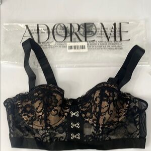 Adore Me Black Lace Floral Demi Bra